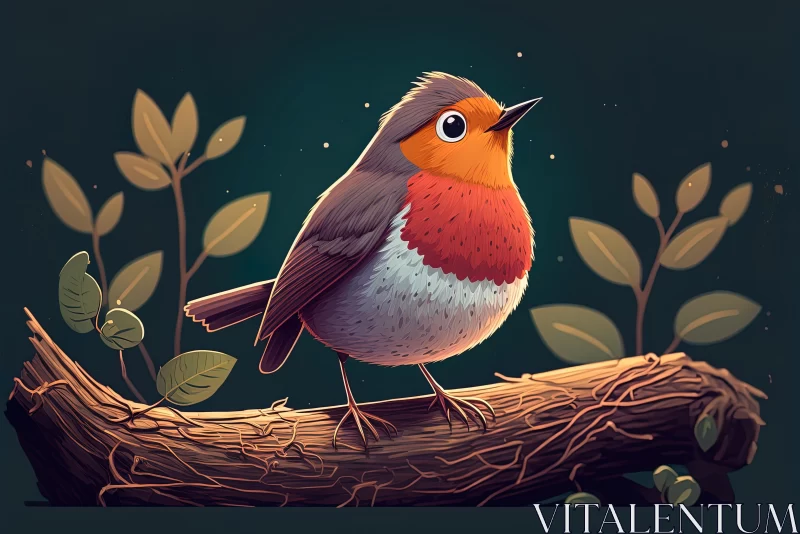Captivating Bird Illustration on a Dark Natural Background AI Image