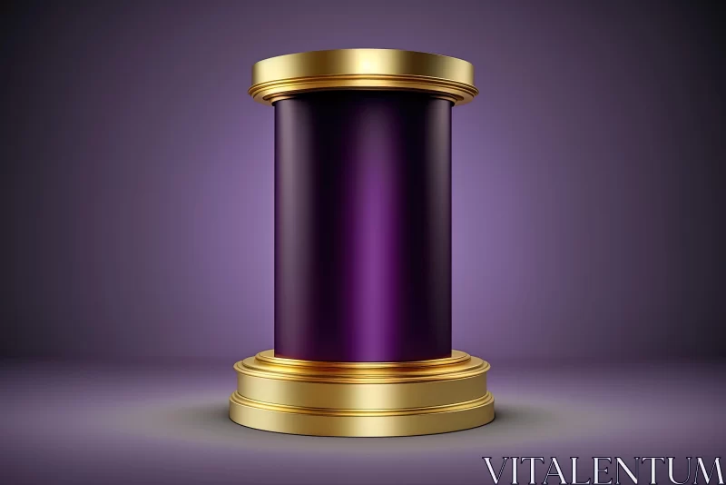 Captivating Golden Pedestal on Purple Background | Realistic Artwork AI Image