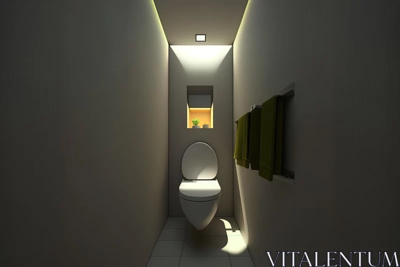 Captivating Toilet in Dimly Lit Hallway | Modern Interior Design AI Image