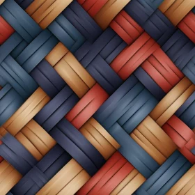 Modern Woven Basketweave Pattern in Blue, Brown, Red and Orange