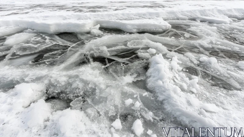 Captivating Winter Wonderland: Broken Ice Covered in Snow AI Image