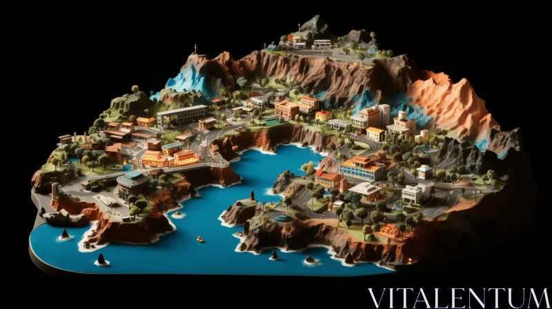 Captivating Wooden City Model Surrounded by Water | Phoenician Art AI Image