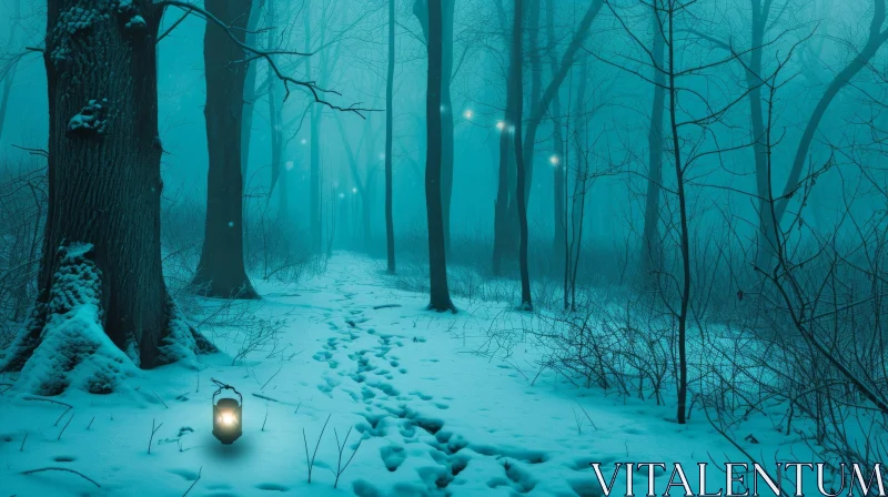 Enchanting Winter Forest Path: A Serene Journey Into Nature's Embrace AI Image