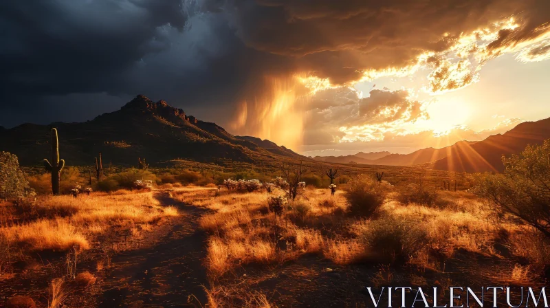 Stunning Desert Landscape at Sunset AI Image