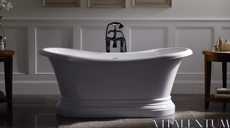 Luxurious Bathroom with Freestanding Bathtub | Serene and Elegant AI Image