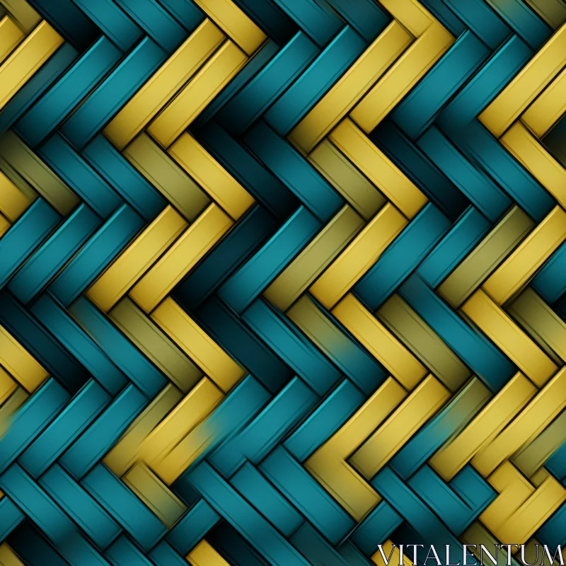 AI ART Teal and Gold Diagonal Basket Weave Pattern