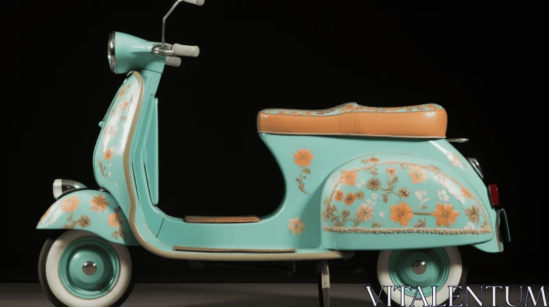 AI ART Vintage Vespa Scooter with Whimsical Floral Designs