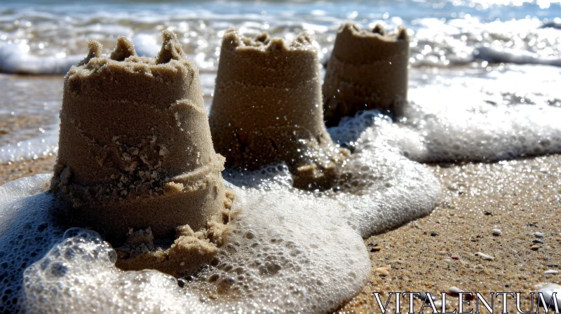 Captivating Sand Castle Scene on the Beach AI Image
