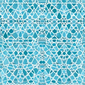 Intriguing Light Blue and White Geometric Pattern Inspired by Moroccan Tiles