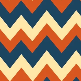 Retro Blue Orange Cream Chevrons Pattern