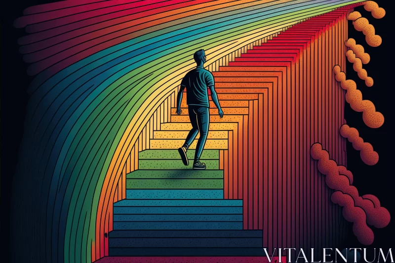 AI ART Colorful Rainbow Stairway: A Captivating Journey of Self-Discovery