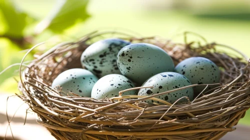 Delicate Bird's Nest with Six Beautiful Eggs