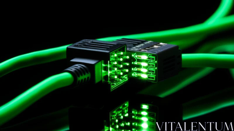Green Cable Connector Close-up | Technology Image AI Image