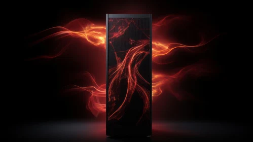 Black Server Tower with Glowing Red Light - Technology Image