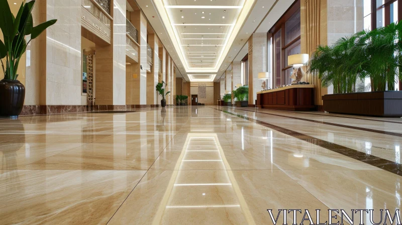 Elegant Marble Corridor in a Luxurious Hotel AI Image