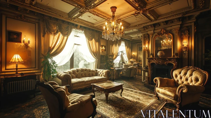Exquisite Living Room with Classic Interior | Luxurious Decor AI Image