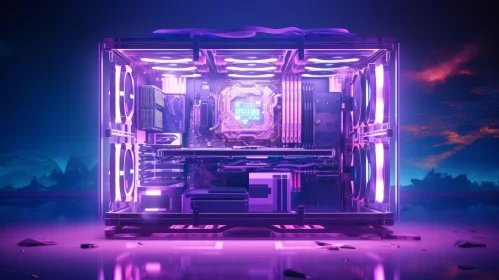 Fascinating 3D Computer Case Rendering with Purple Lights