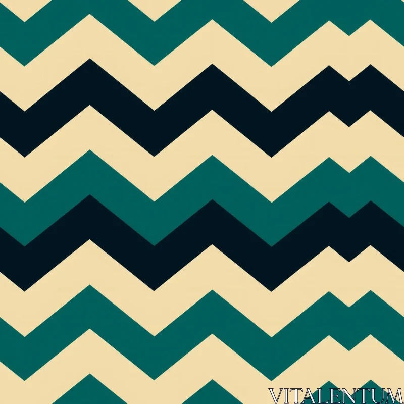 Green Cream Black Chevrons Pattern AI Image