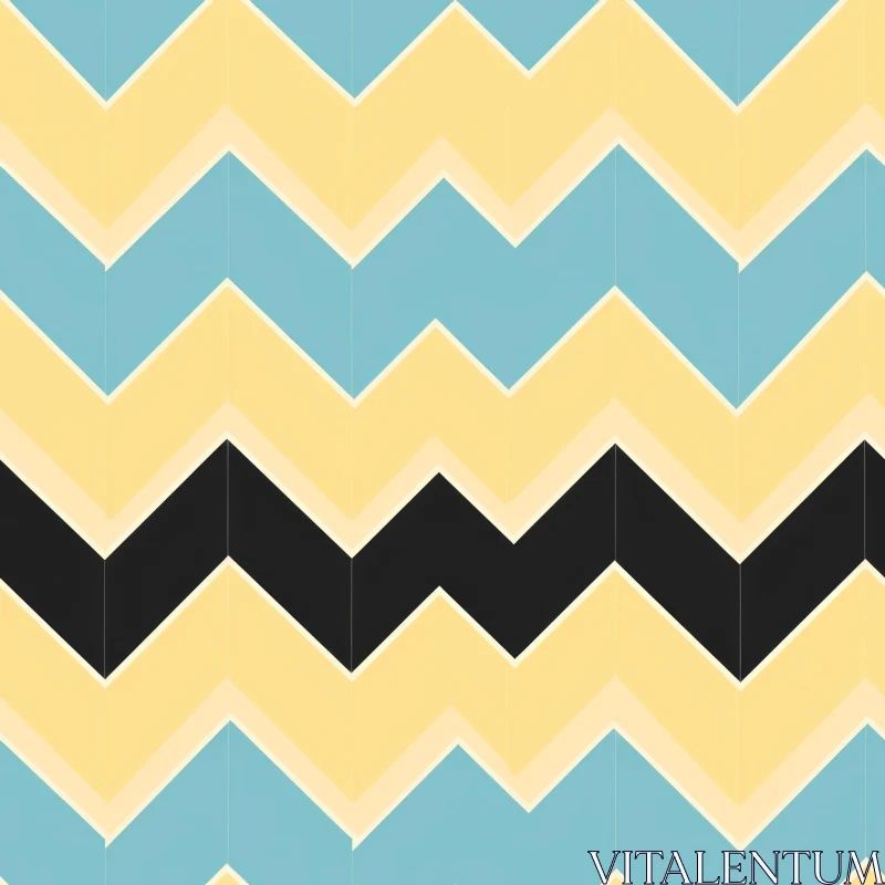 Seamless Chevron Pattern in Blue, Yellow, and Black AI Image