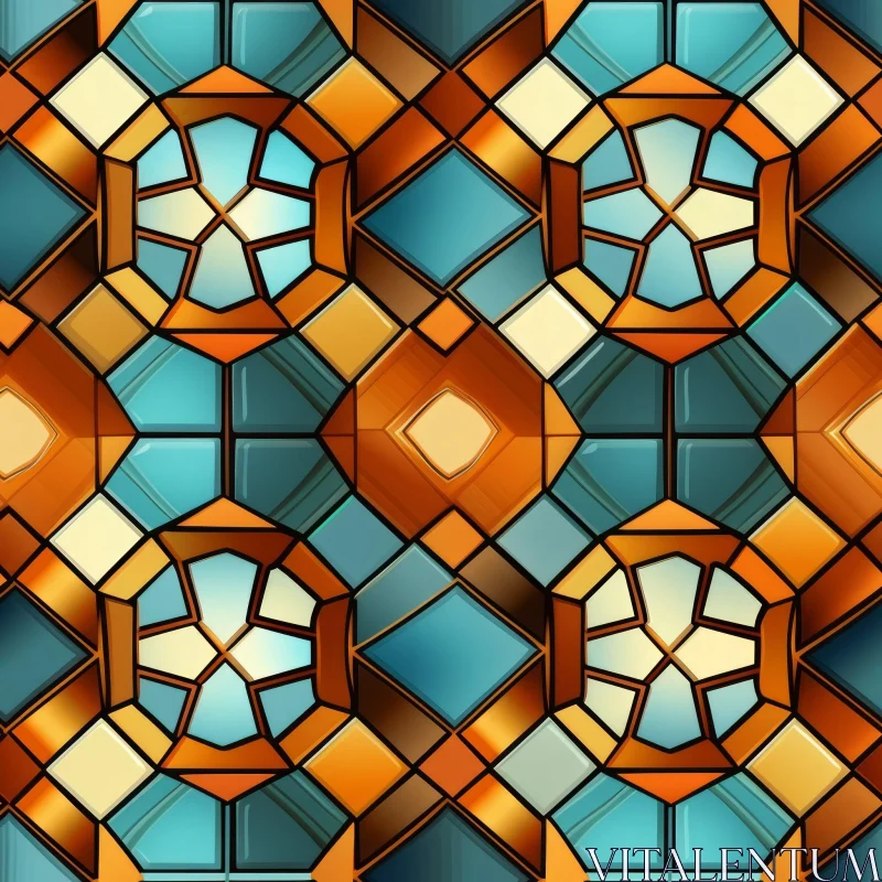 Symmetrical Stained Glass Geometric Pattern AI Image