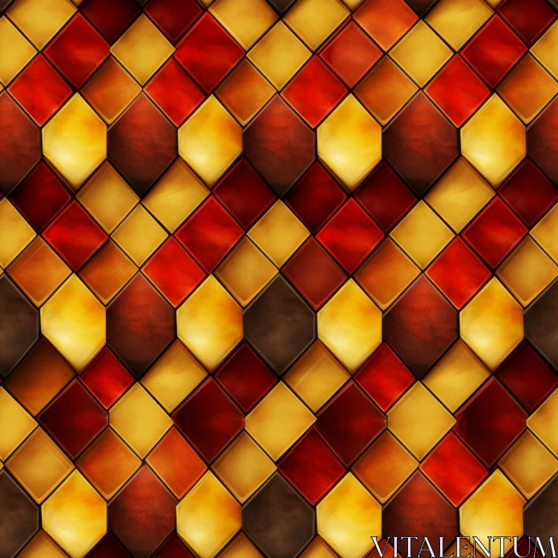 Luxurious Red, Brown, Yellow Tiles Pattern AI Image