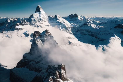 Majestic Matterhorn: Aerial Photography in Switzerland | Soft Atmospheric Perspective