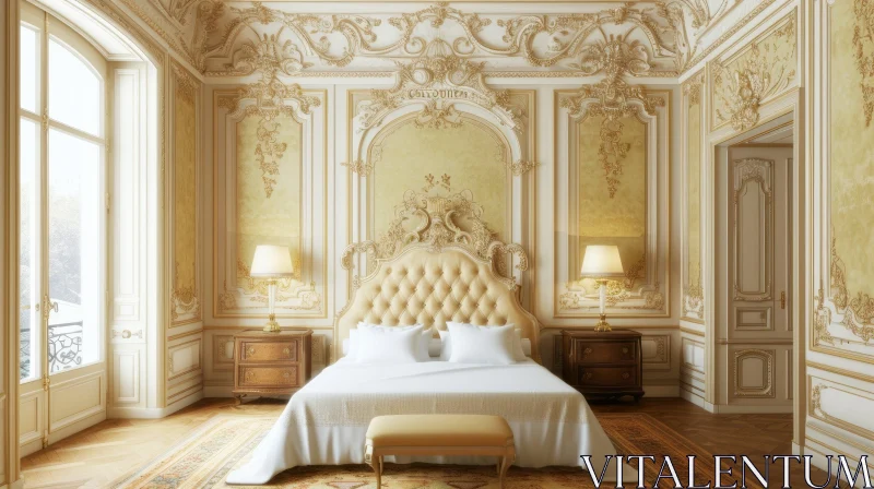 Opulent Bedroom with Luxurious Furnishings AI Image