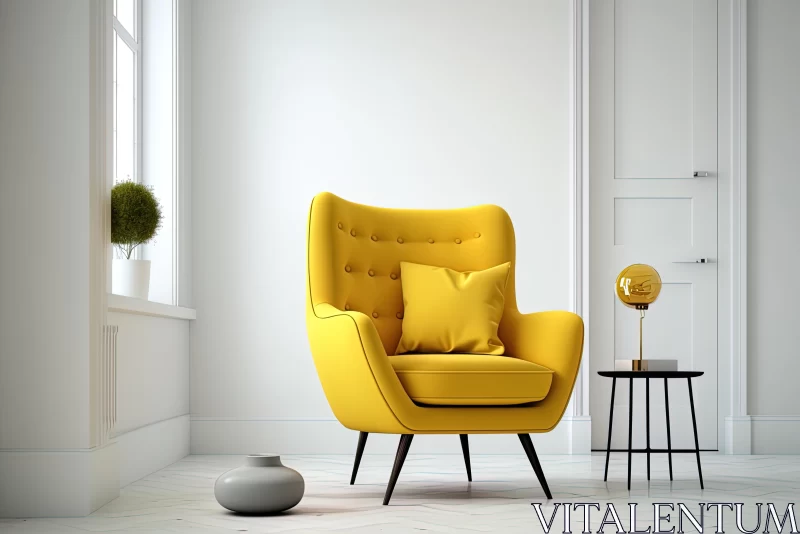 Yellow Chair in Front of Window: Playful Elegance and Serene Mood AI Image