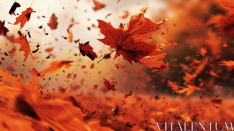 Captivating Autumn Scene with Swirling Leaves AI Image