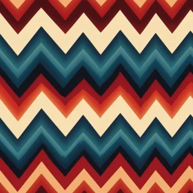 Chevron Geometric Pattern in Red, Blue, and Cream