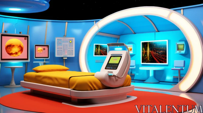 Futuristic Hospital Room with City View AI Image