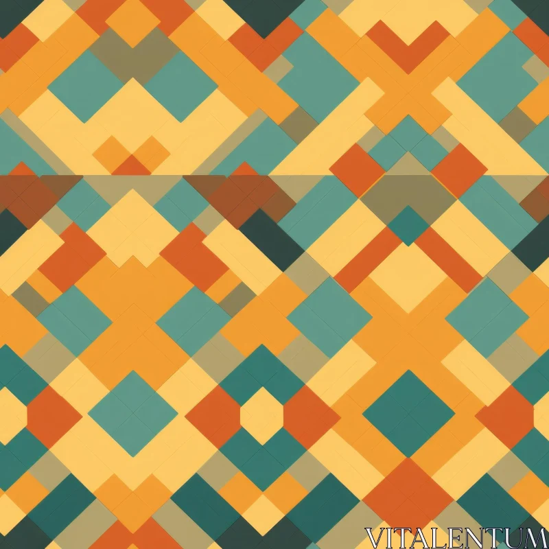 Symmetrical Geometric Pattern in Yellow, Orange, Brown, and Teal AI Image
