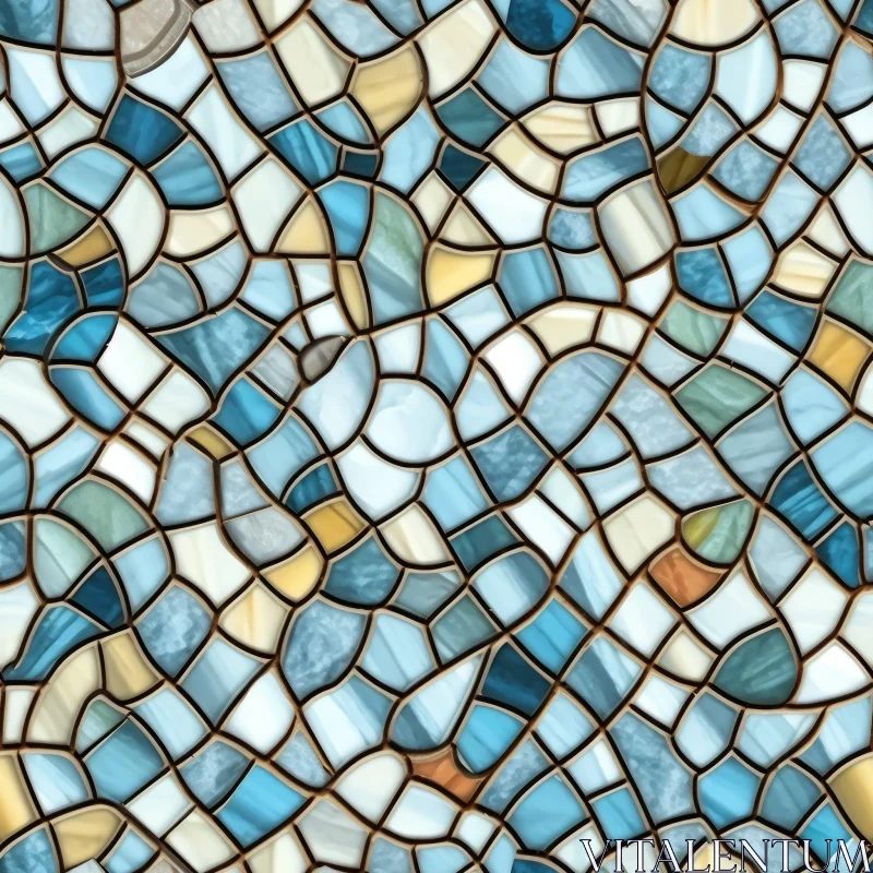 Blue and White Glass Mosaic Texture AI Image