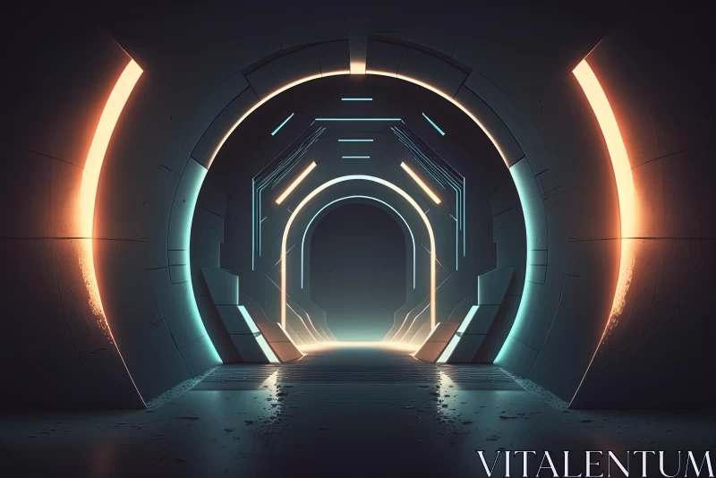Captivating Futuristic Tunnel Artwork with Mesmerizing Lighting AI Image