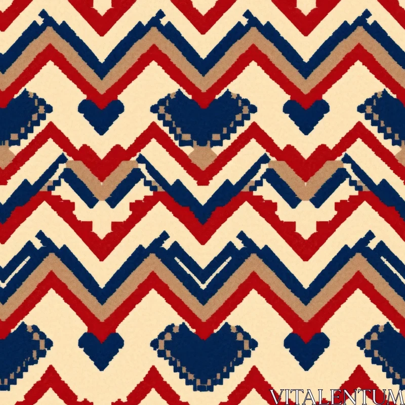 Chevron Pattern with Pixelated Hearts AI Image