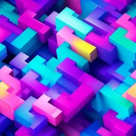 Colorful 3D Geometric Shapes Seamless Pattern Illustration