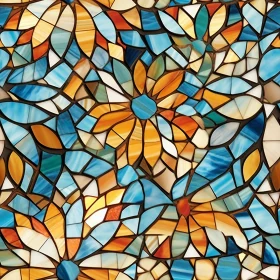 Elegant Stained Glass Mosaic Floral Pattern - Vector Illustration