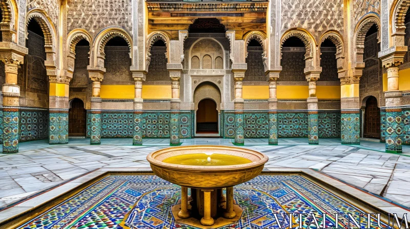 Exploring the Ben Youssef Madrasa: A Glimpse into Moroccan Architectural Splendor AI Image