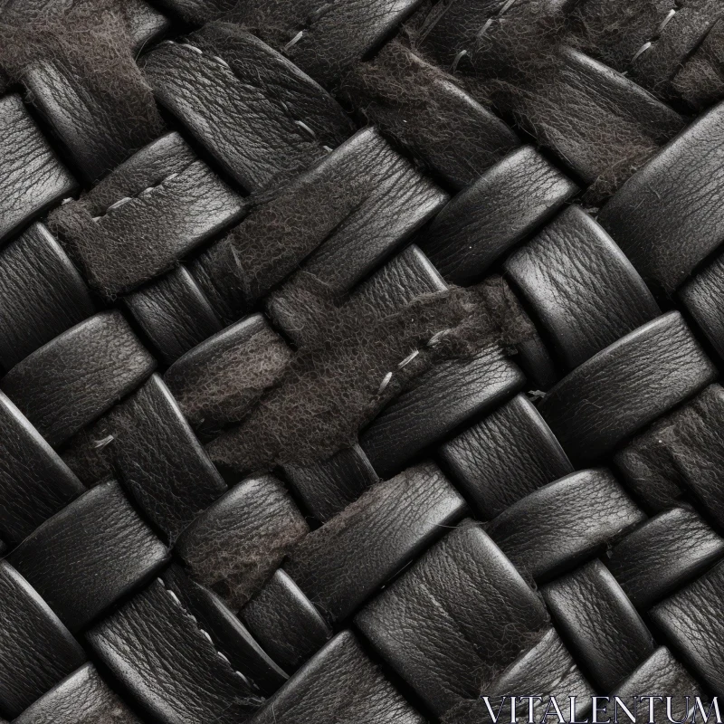 Luxurious Black Leather Basketweave Texture AI Image