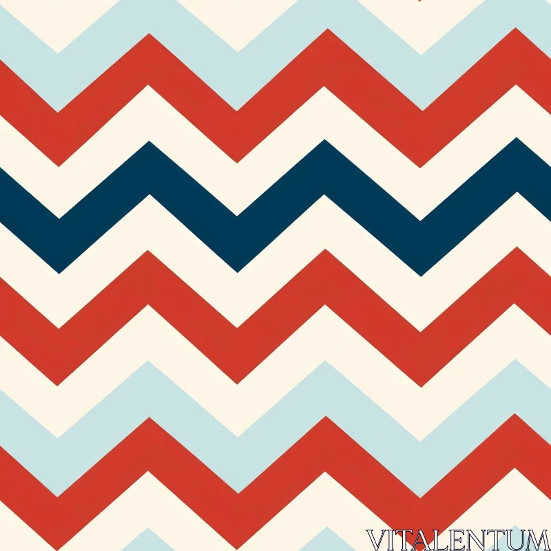 Red, White, and Blue Zigzag Seamless Pattern AI Image