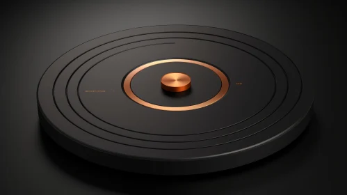 Stylish 3D Illustration of Black Podium with Copper Button