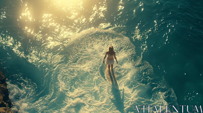 Woman in the Sea: A Serene and Beautiful Image AI Image