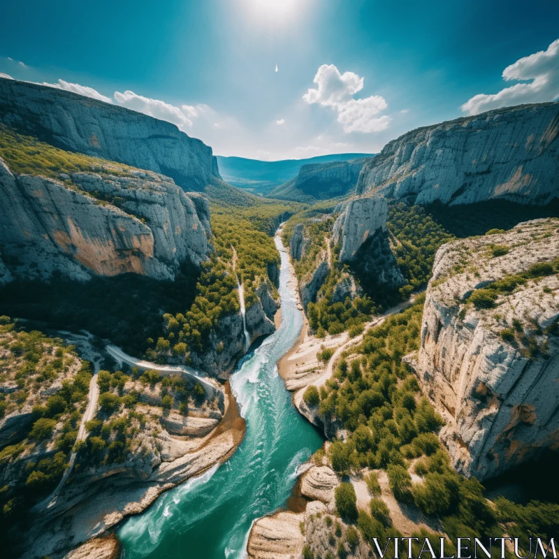 AI ART Aerial View of a River Flowing Through a Canyon | Split Toning | French Landscape
