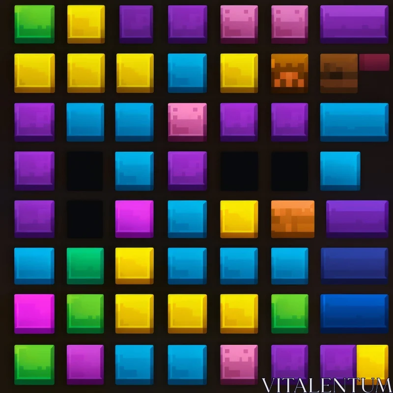 Colorful Retro Squares Grid | Geometric Art AI Image