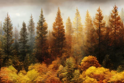 Colorful Tree Forest: A Realistic and Vibrant Nature Artwork