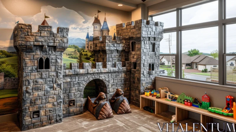 Enchanting Castle-Themed Children's Playroom AI Image