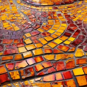 Mosaic Floor Tiles in Red, Orange, Yellow