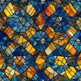 Stained Glass Mosaic Seamless Pattern - Geometric Shapes