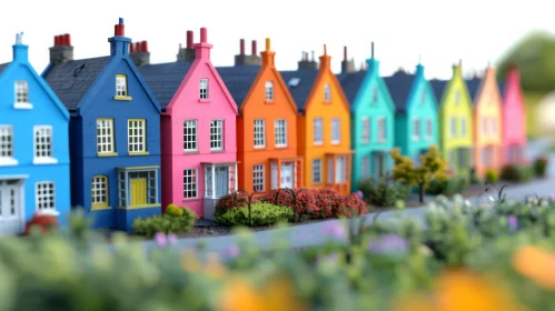 Colorful Houses with Bushes in Front - Architecture Photography