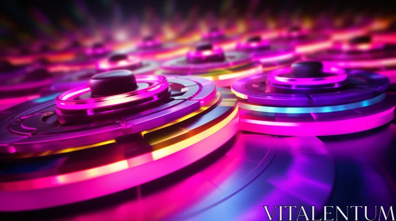 Futuristic Glowing Neon Circles Abstract Background AI Image